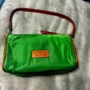 Dooney & Bourke Mini Barrel Bag 8"- Green Nylon with Leather.